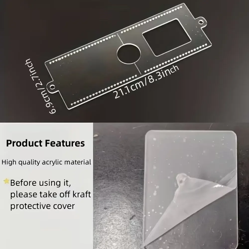 Acrylic Leather Template Luggage Tag or ID Badge 1pc Set Pre-Drilled Pattern New